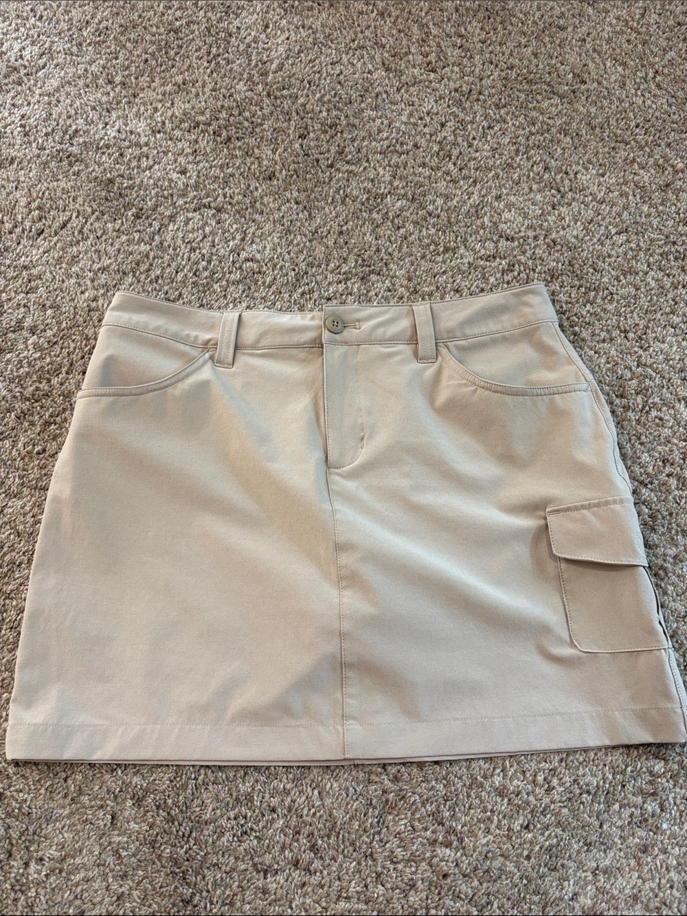 Beige Cargo Pocket Mini Skirt